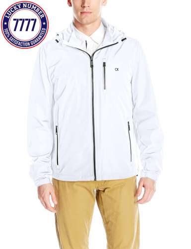 Calvin Klein Men'S Windbreaker Hooded Jacket, Crisp White, Medium  Mens Clothing Deals